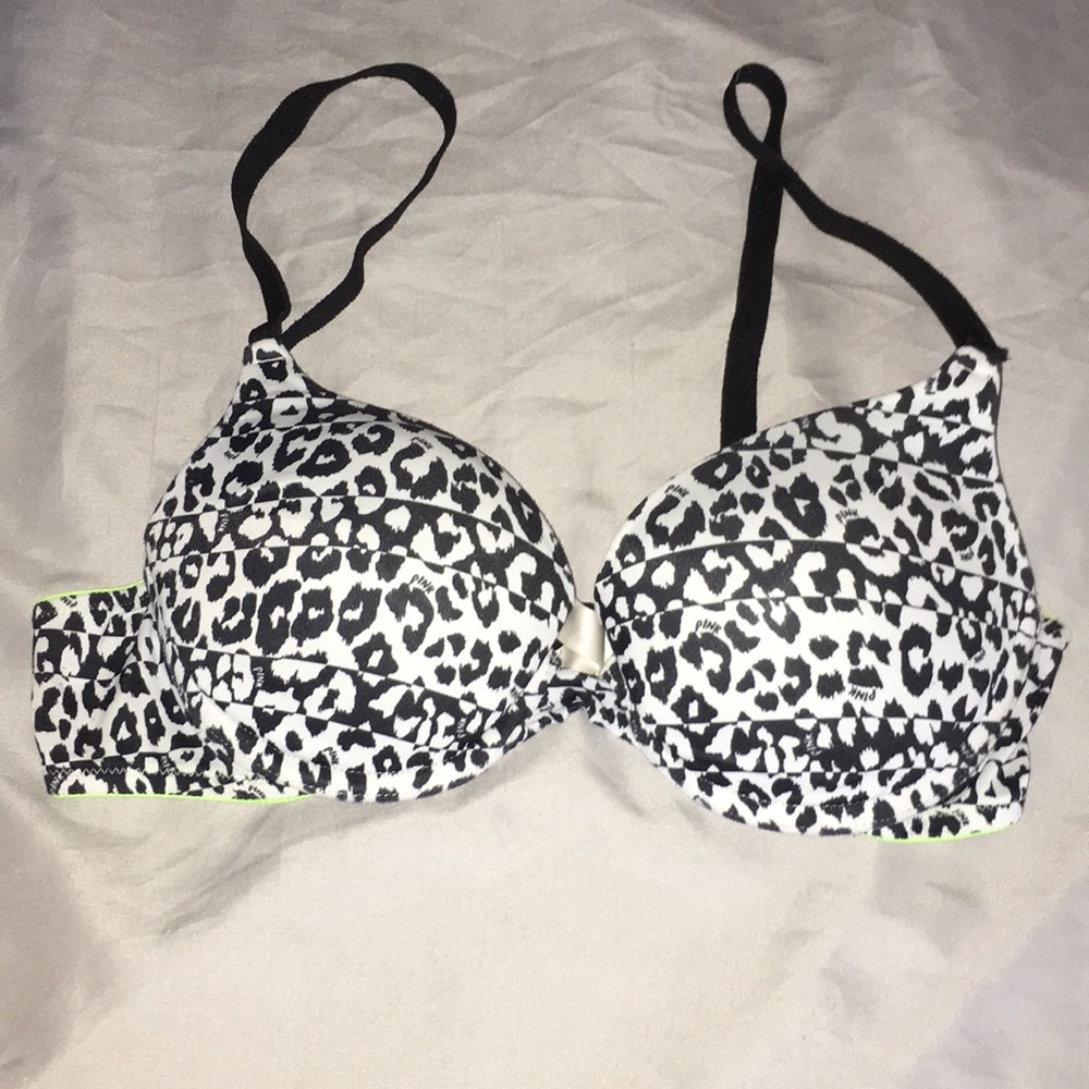 Black and white cheetah push-up PINK bra